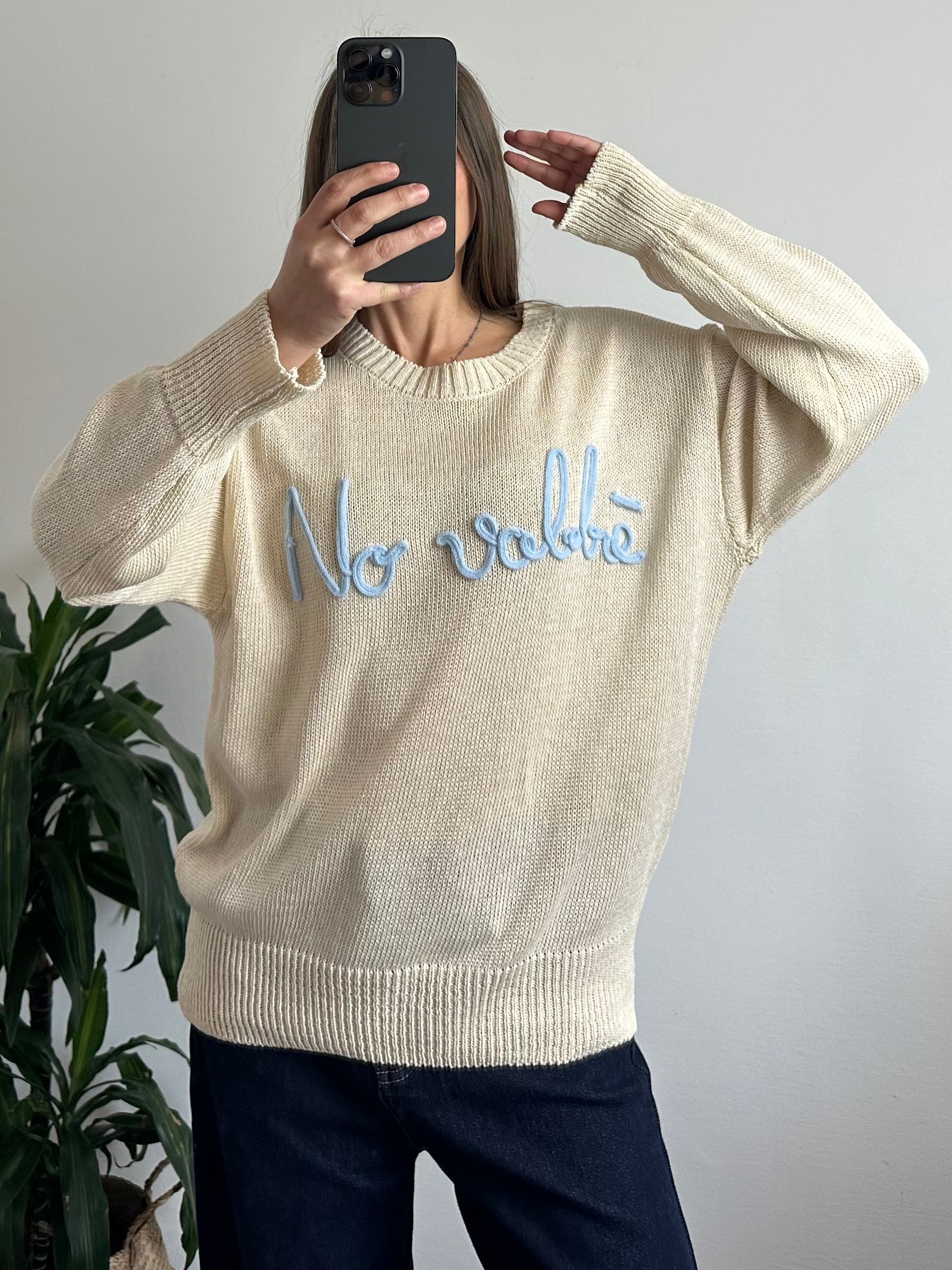 PULLOVER “No vabbè” 100% cotone BEIGE