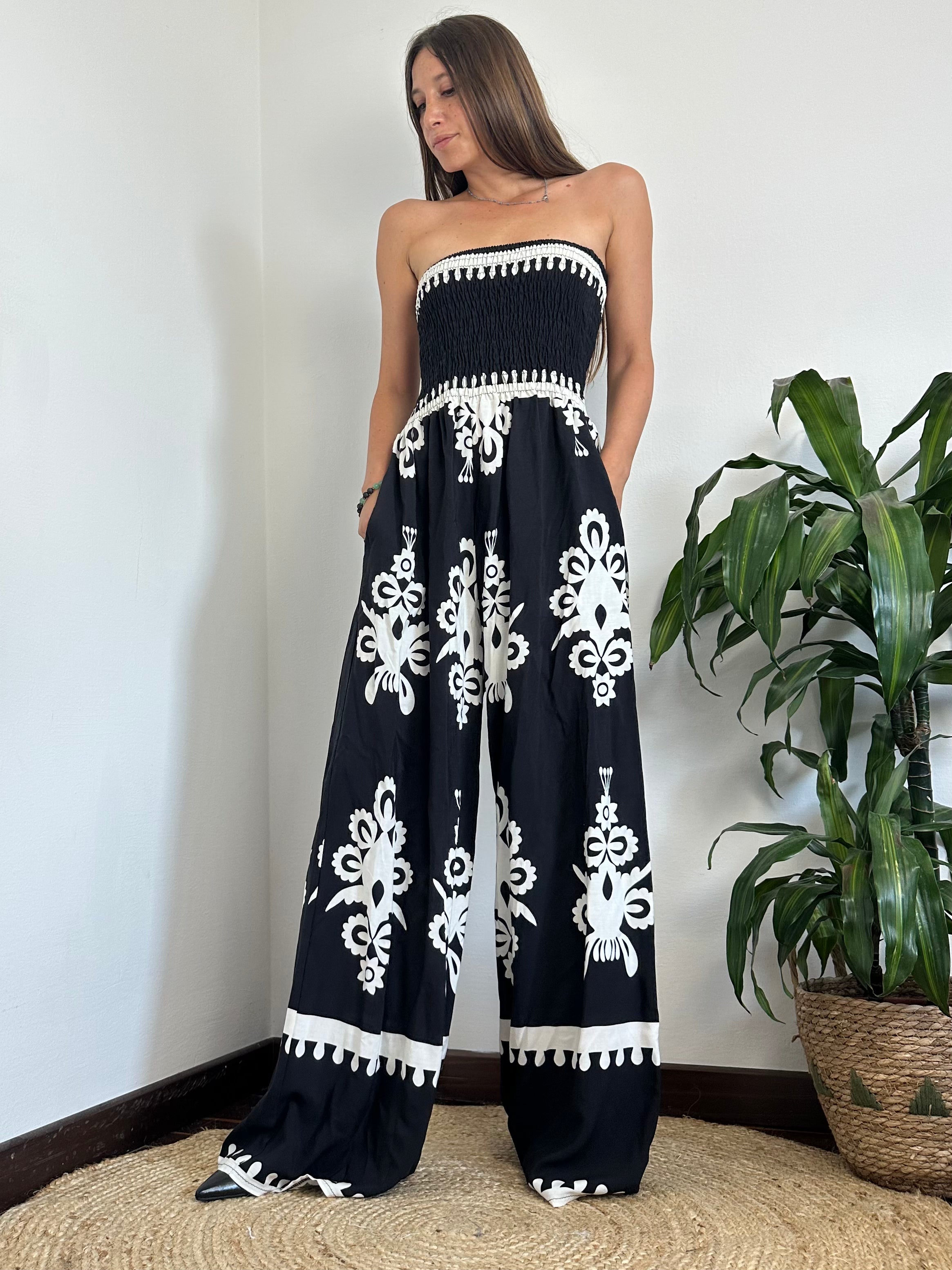 JUMPSUIT 100% VISCOSA STAMPA ETNICA